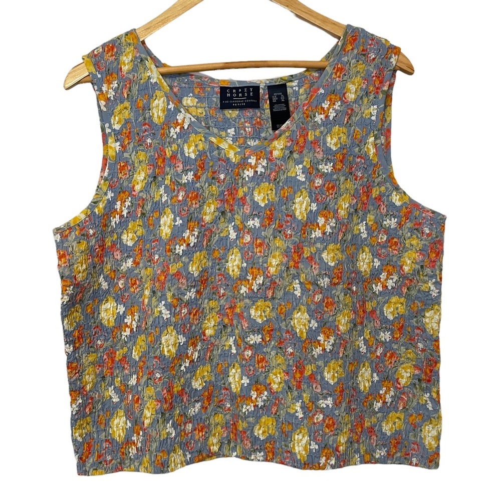 Crazy Horse by Liz Claiborne Floral Ruched Tank